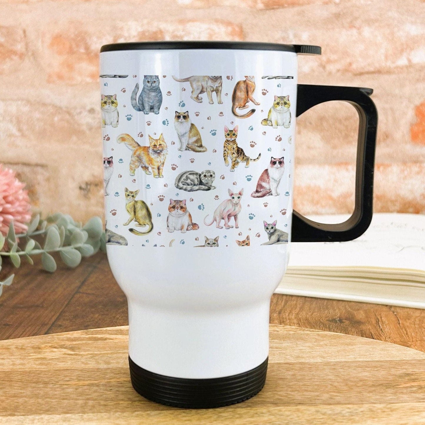 Cat Design Travel Mug Personalised Gift