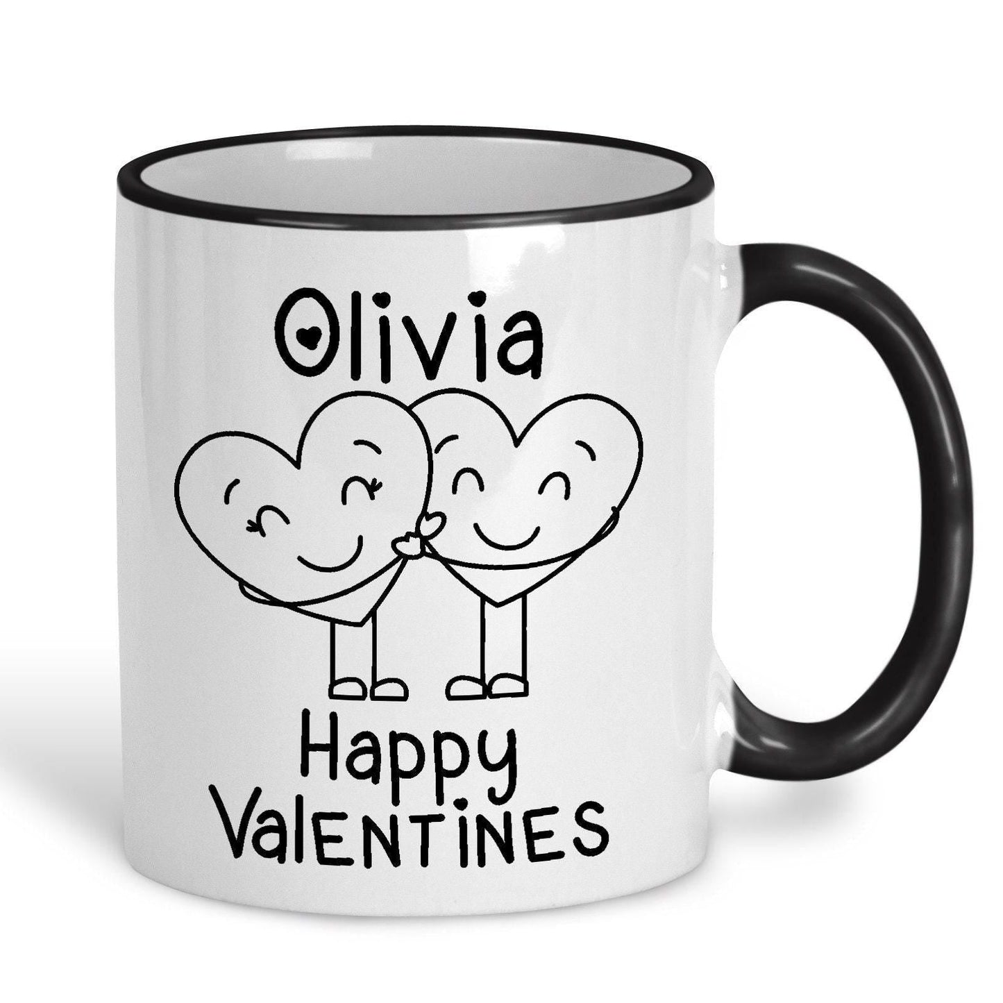 Happy Valentines Hearts Couple Cute Personalised Valentine's Day Ceramic Mug