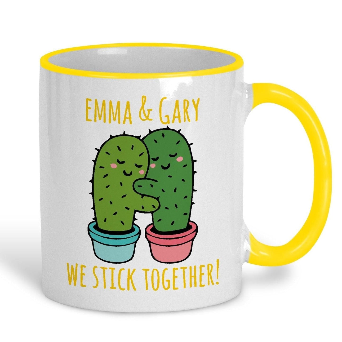 We Stick Together Cactus Pun Funny Personalised Valentine's Day Ceramic Mug