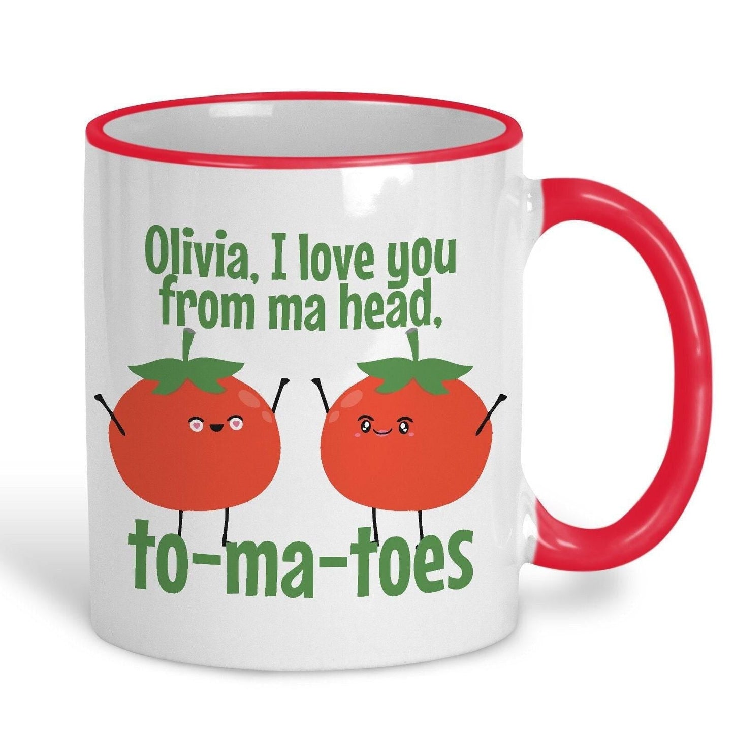 Love You Tomato Personalised Mug Valentine's Day Boyfriend Girlfriend Gift Partner Love