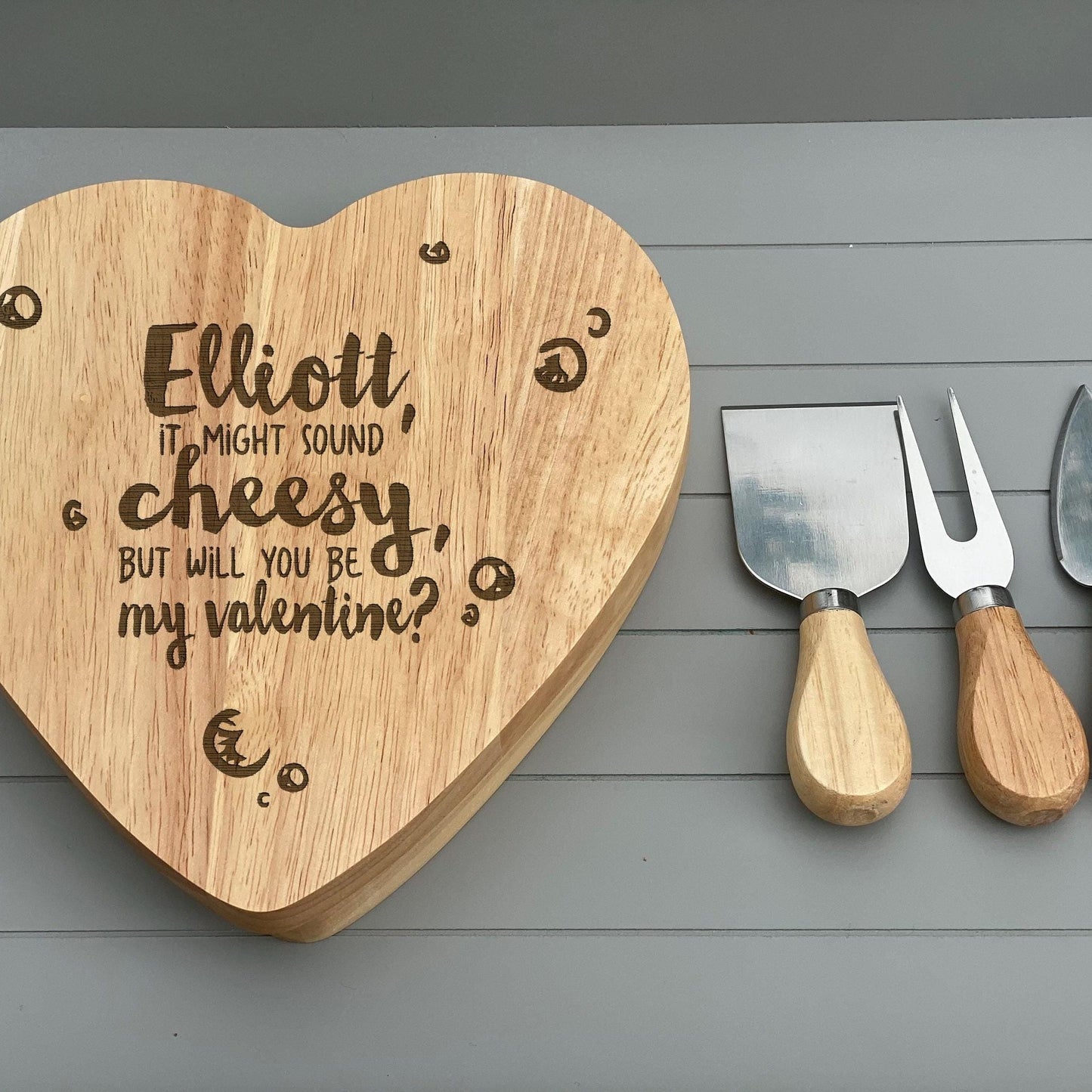 Sounds Cheesy Valentine's Day Heart Shape Cheese Board Set - Personalised Gift