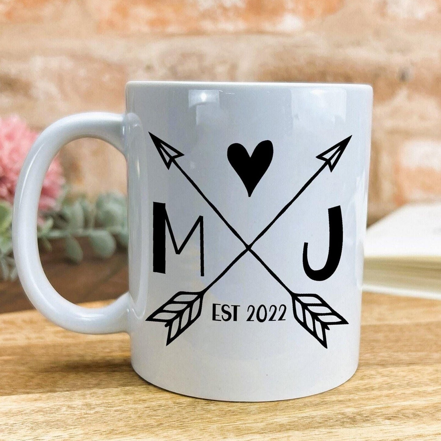 Arrows Initials Date Personalised Valentine's Day Ceramic Mug