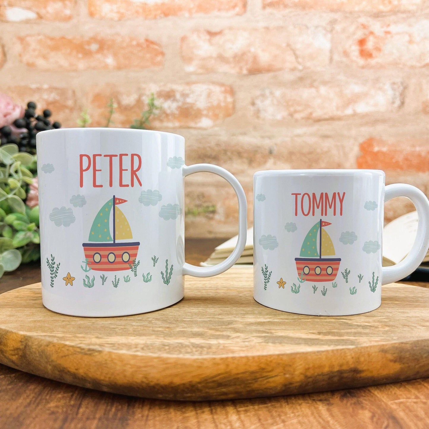 Sailboat First Birthday Children's Personalised Mug Unbreakable Kids Toddler Child Safe