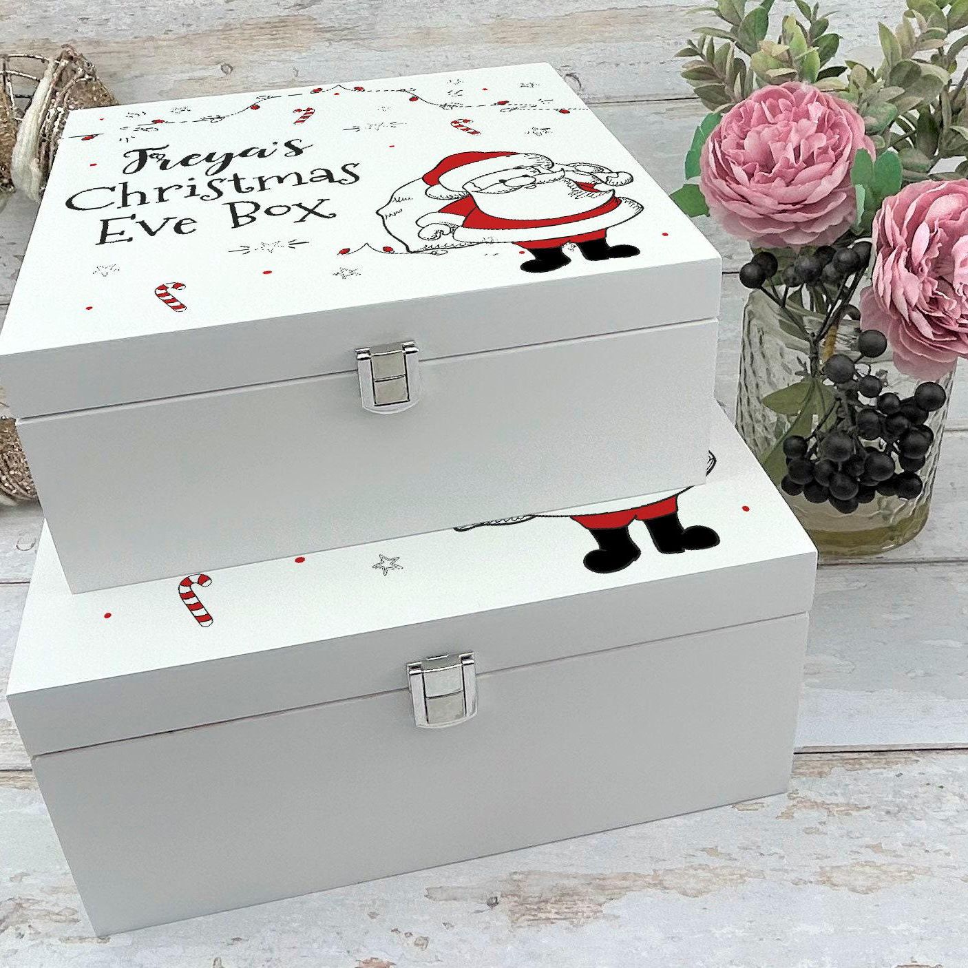 Santa Christmas Eve Box - Candy Canes - XMAS Gift - Personalised Treat Box