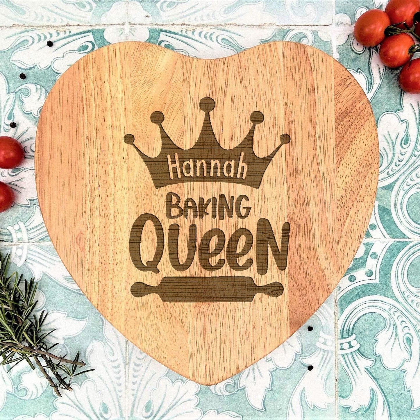 Baking Queen Wooden Engraved Chopping Board - Personalised Gift
