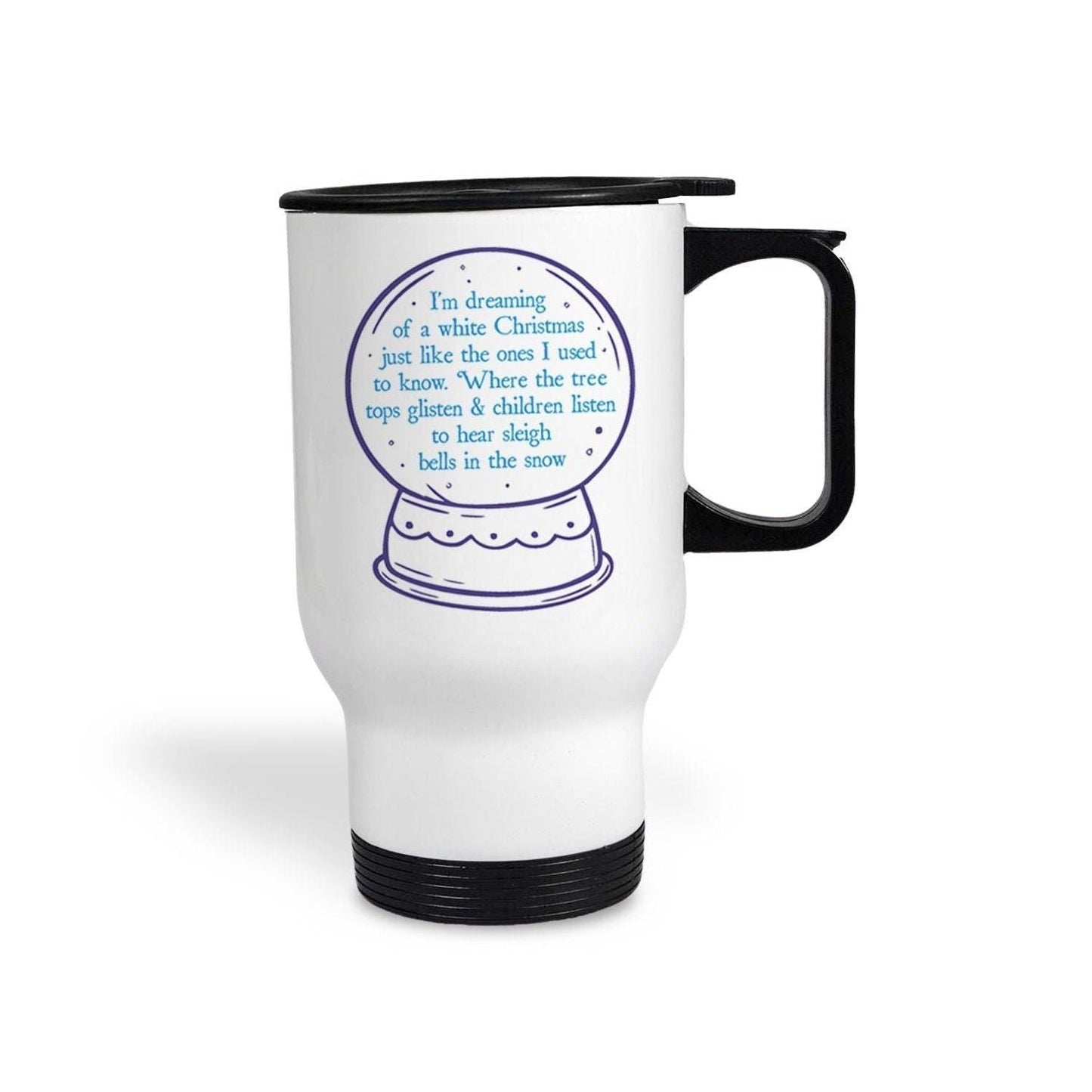 White Christmas Song Lyrics Travel Mug