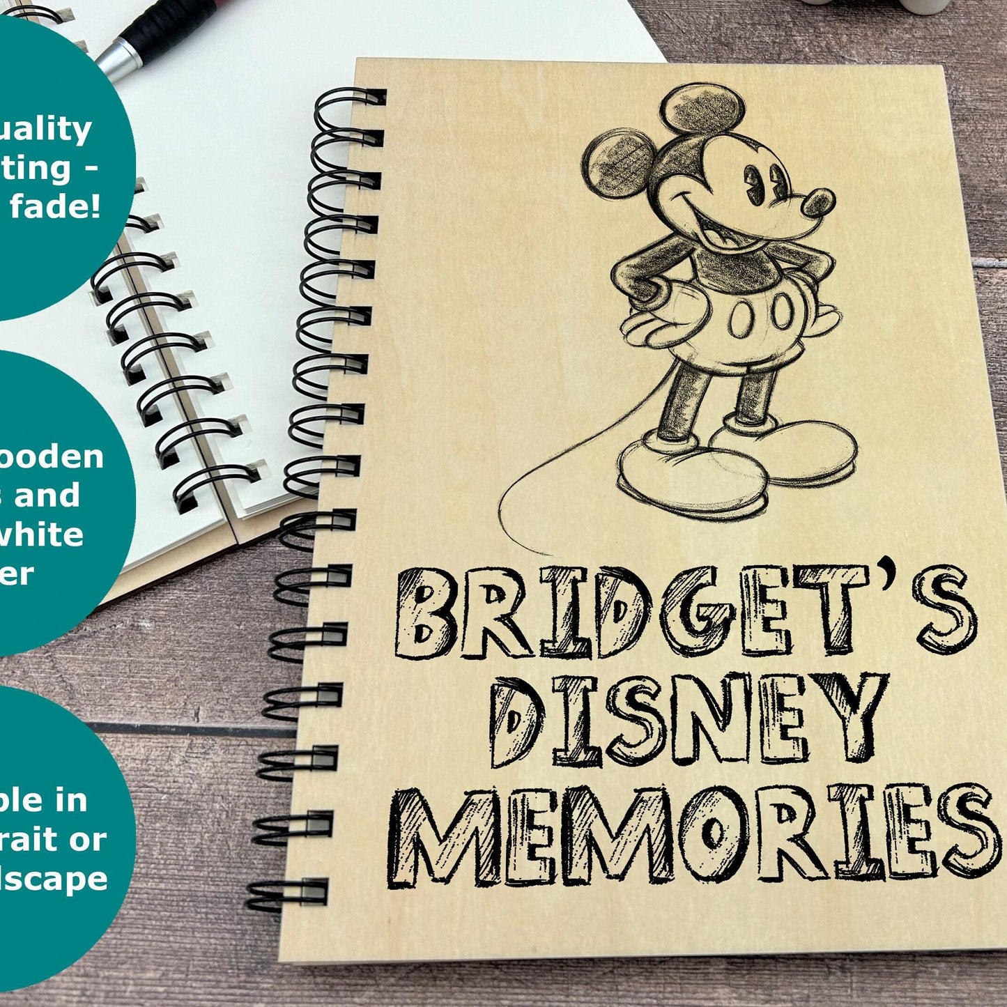 Disney Memories Sketch - Personalised Memory Photo Book - Disneyland Disneyworld Autographs