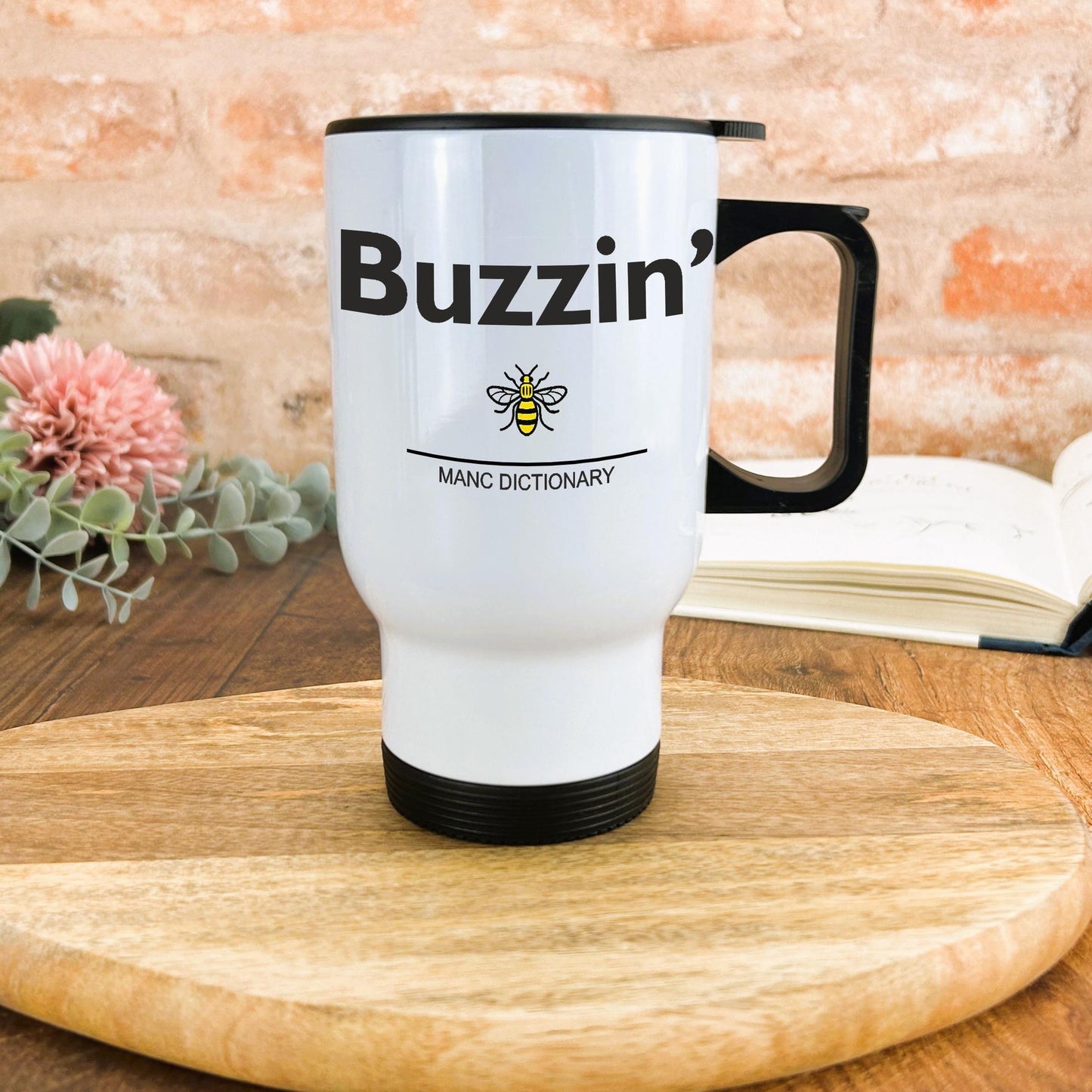 Buzzin' - Manc Dictionary - Personalised Travel Mug