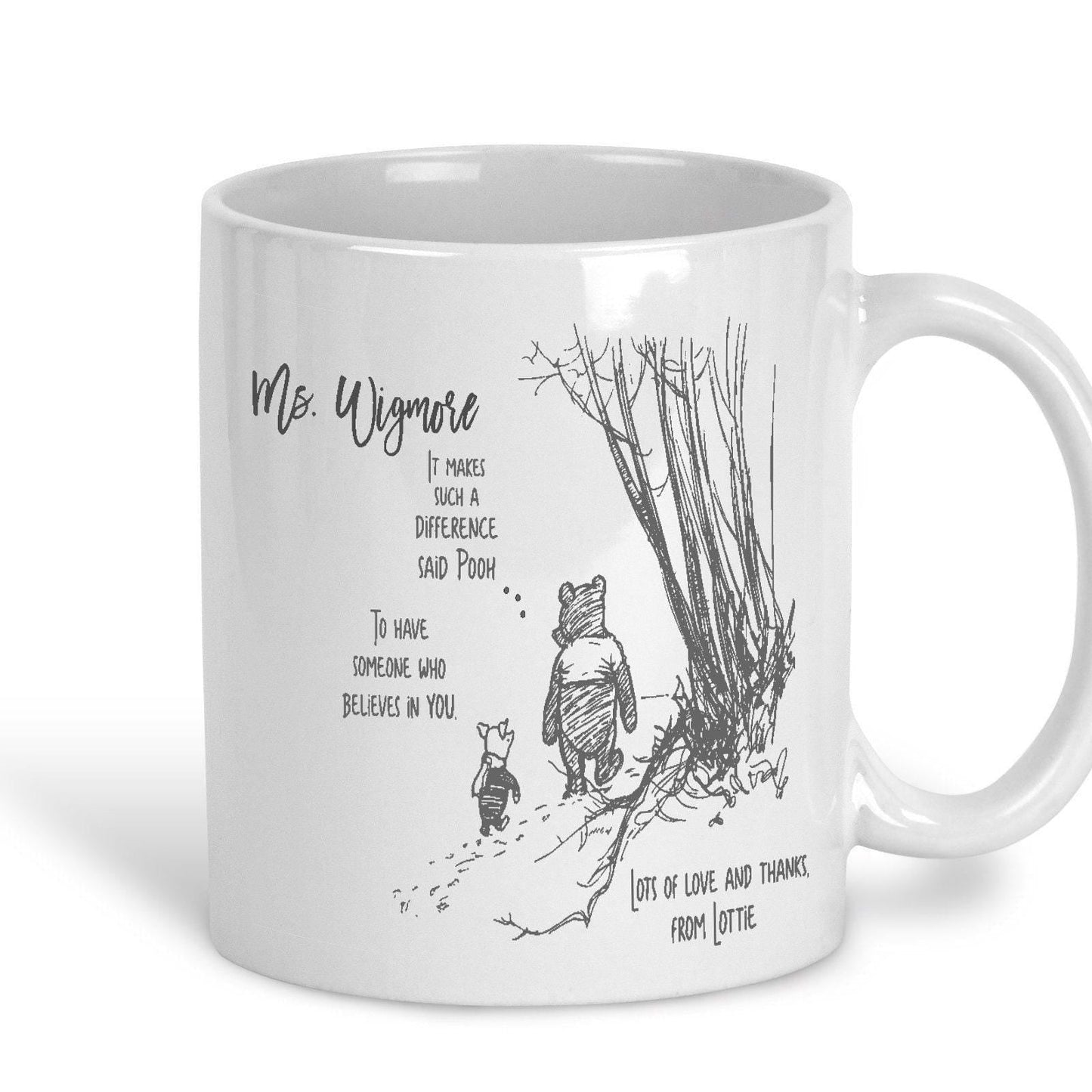 Pooh Bear & Piglet It Makes Such A Difference Disney Teacher Personalised Mug