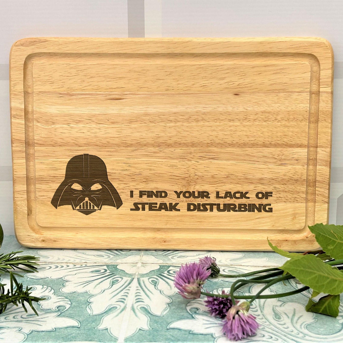 Darth Vader Star Wars Lack of Steak Personalised Chopping Board - Vegan / Vegetarian Gift