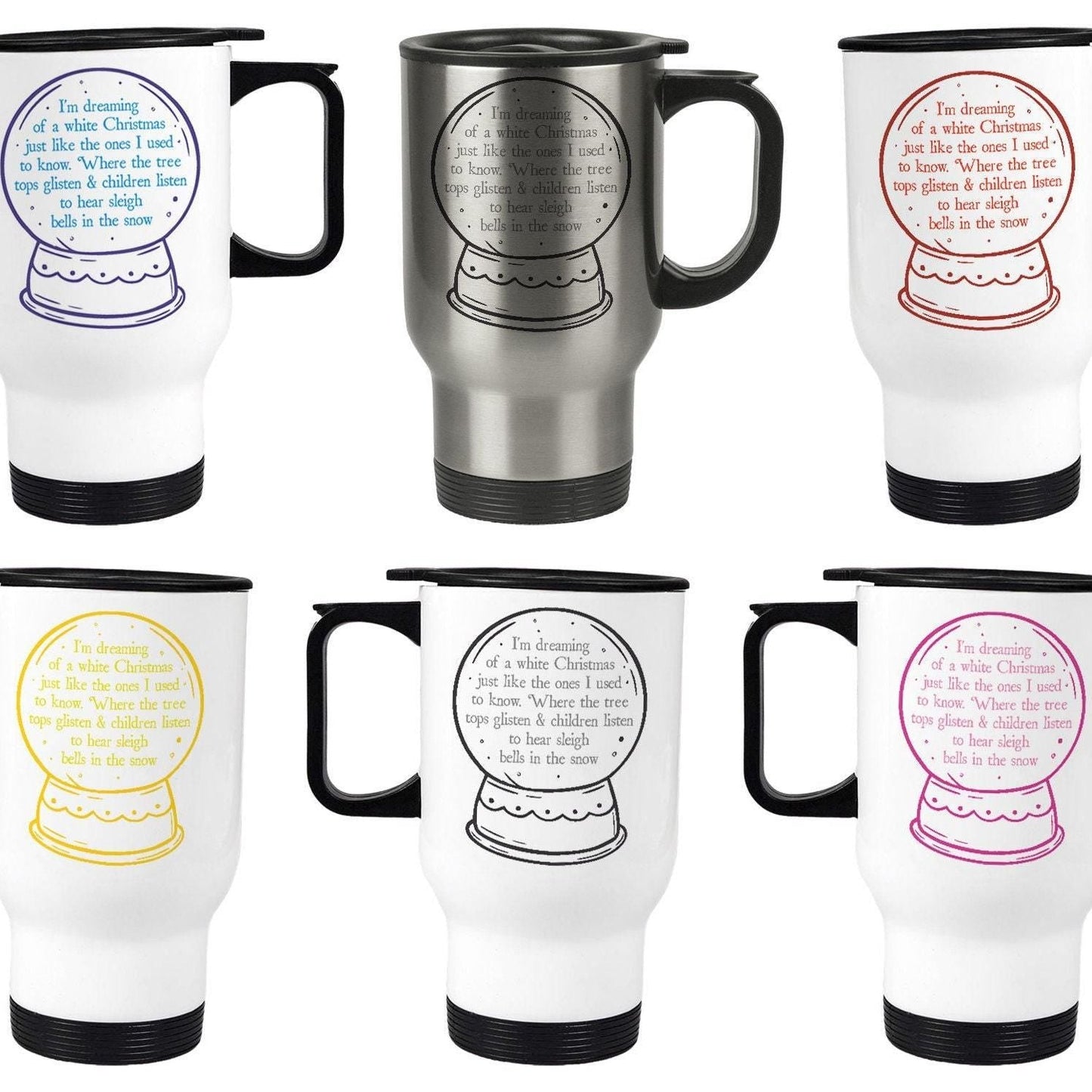 White Christmas Song Lyrics Travel Mug