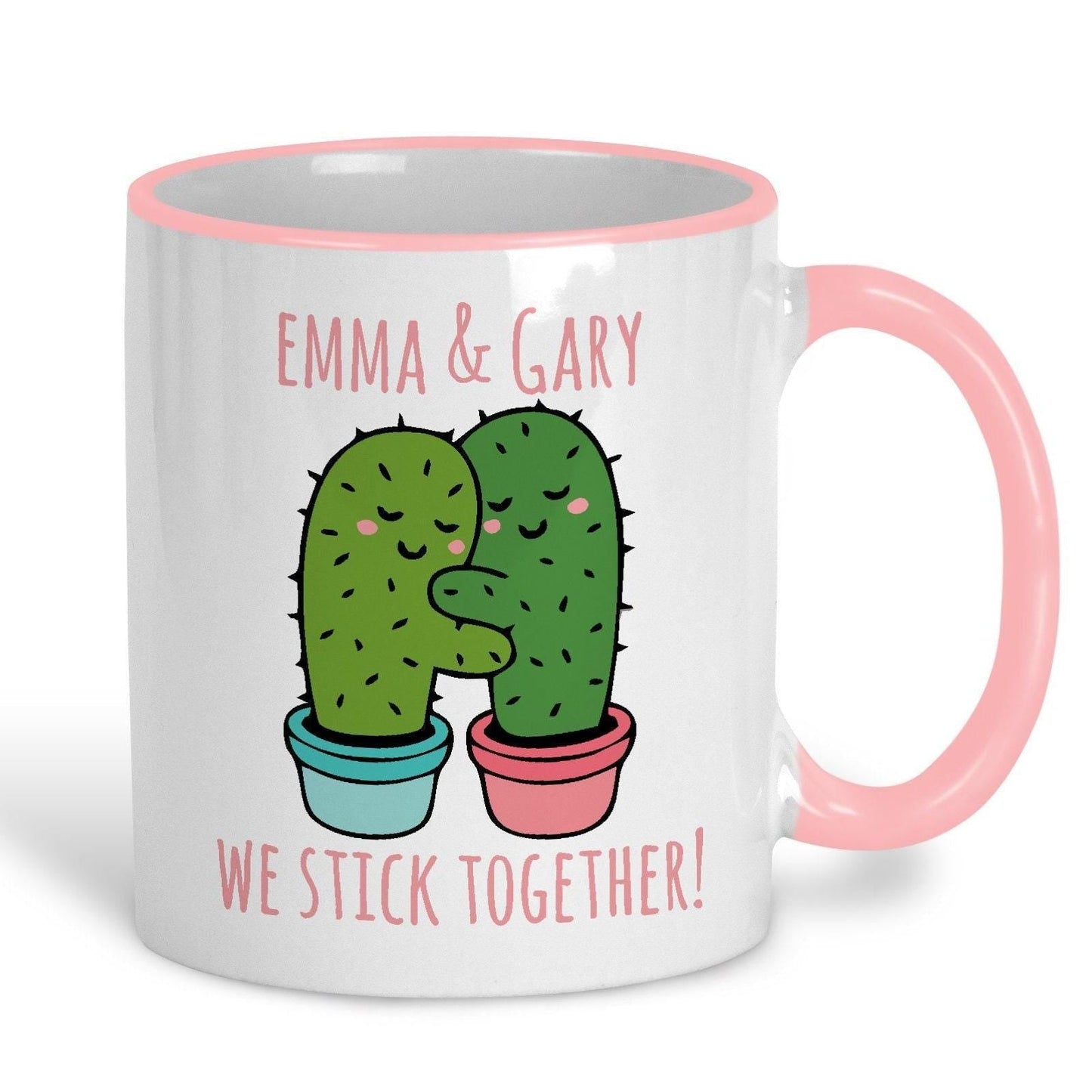 We Stick Together Cactus Pun Funny Personalised Valentine's Day Ceramic Mug