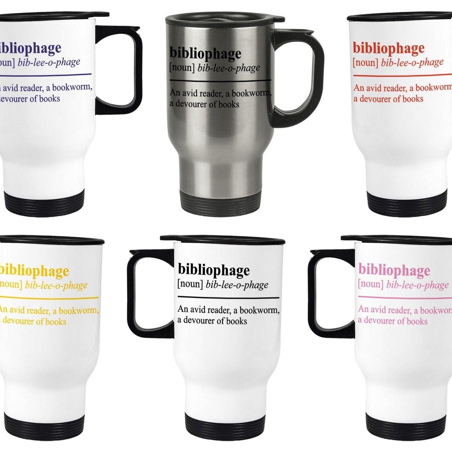 Bibliophage Definition Travel Mug Personalised