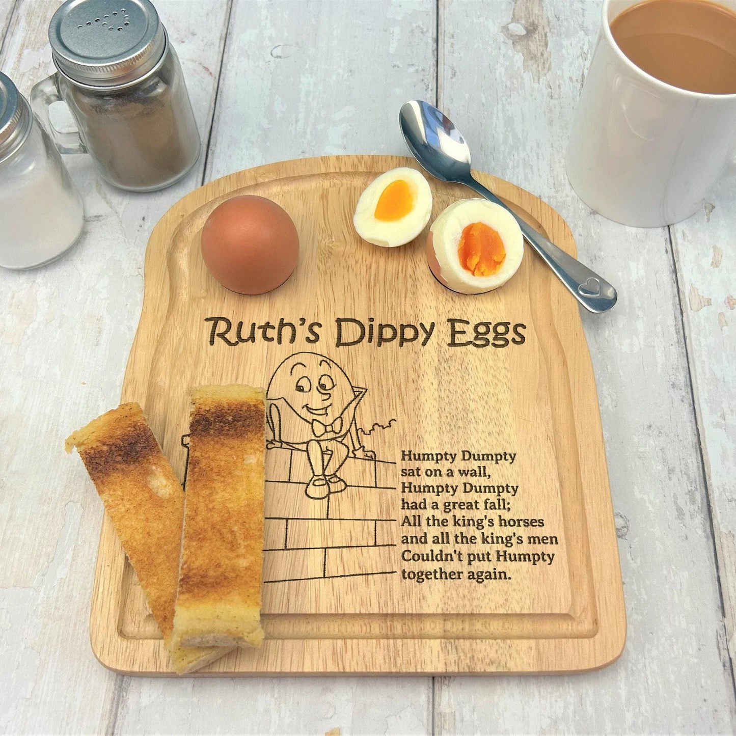 Humpty Dumpty Nursery Rhyme Egg & Soldiers Breakfast Board - Personalised Gift