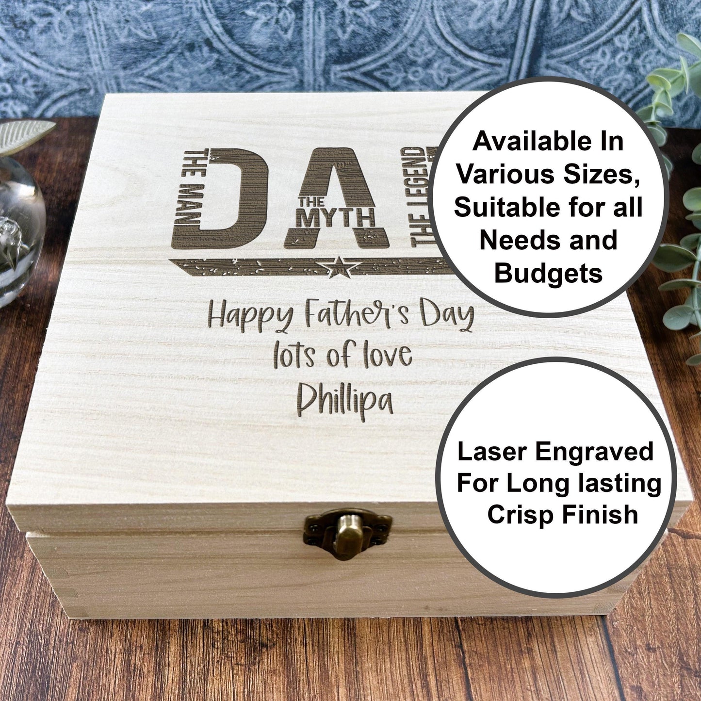 a personalized wooden box for father's day