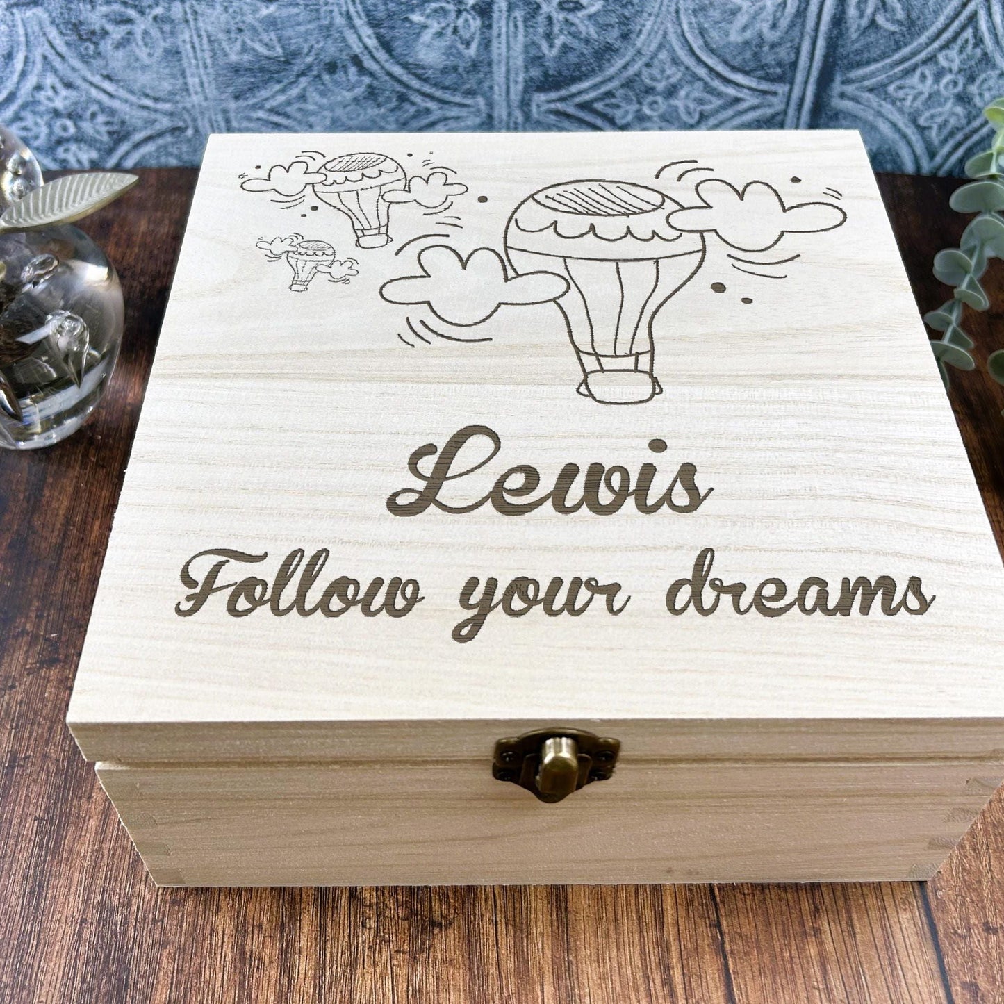 Follow Your Dreams Wooden Engraved Keepsake Box - Personalised Positivity Gift