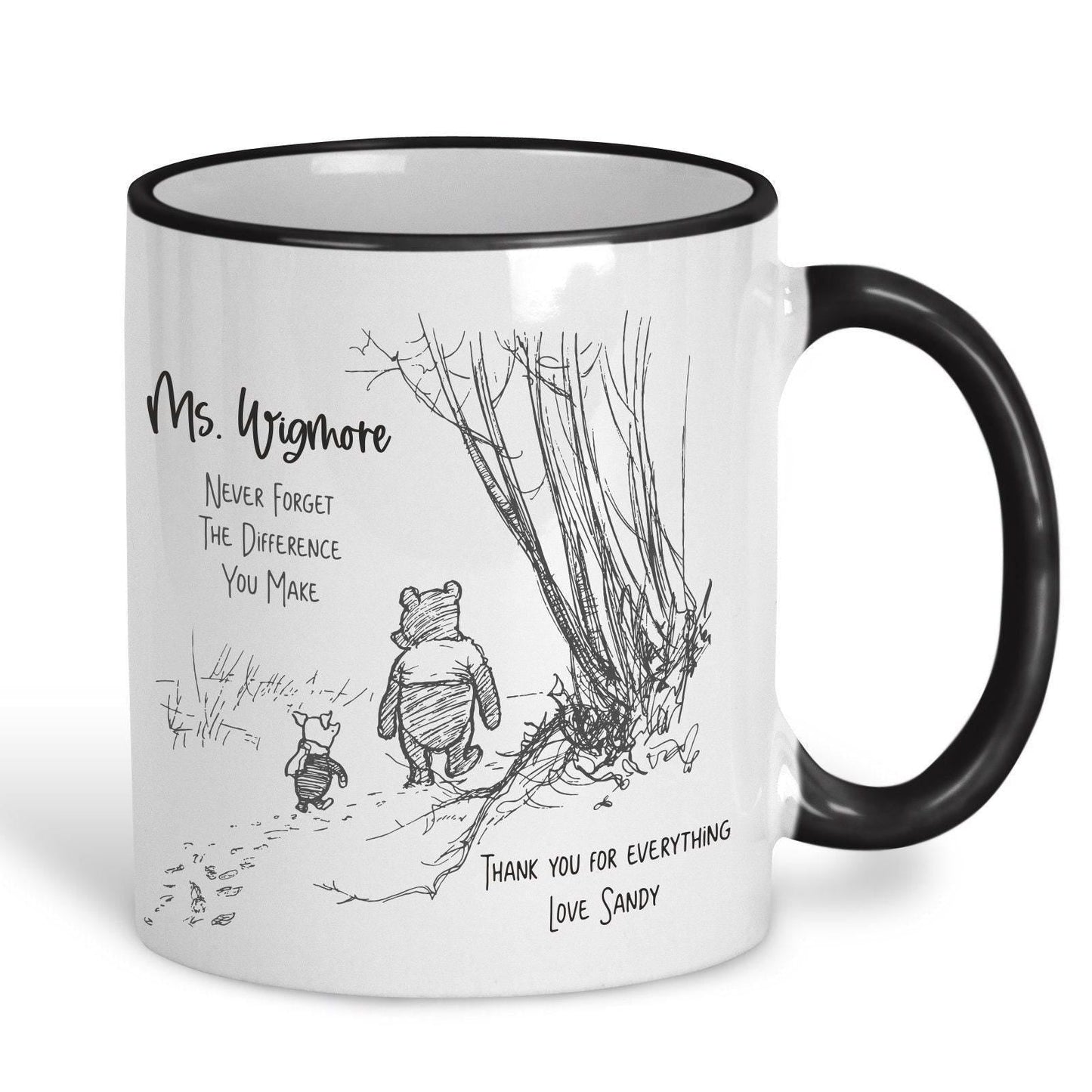 Pooh Bear & Piglet Never Forget Disney Teacher Personalised Mug