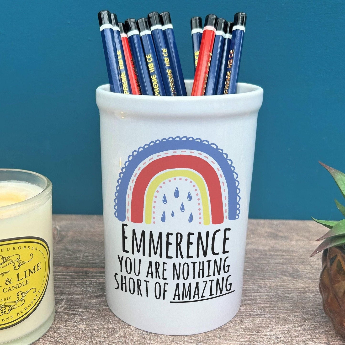 Rainbow You Are Amazing Positivity Pen Pencil Pot Personalised Gift
