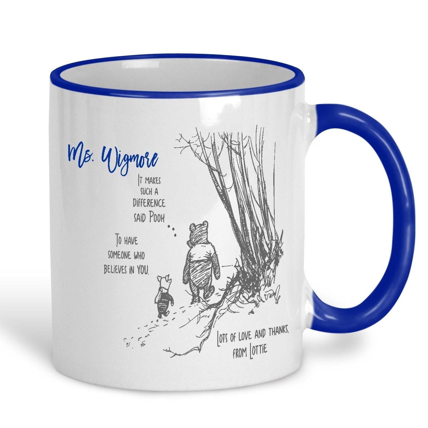 Pooh Bear & Piglet It Makes Such A Difference Disney Teacher Personalised Mug