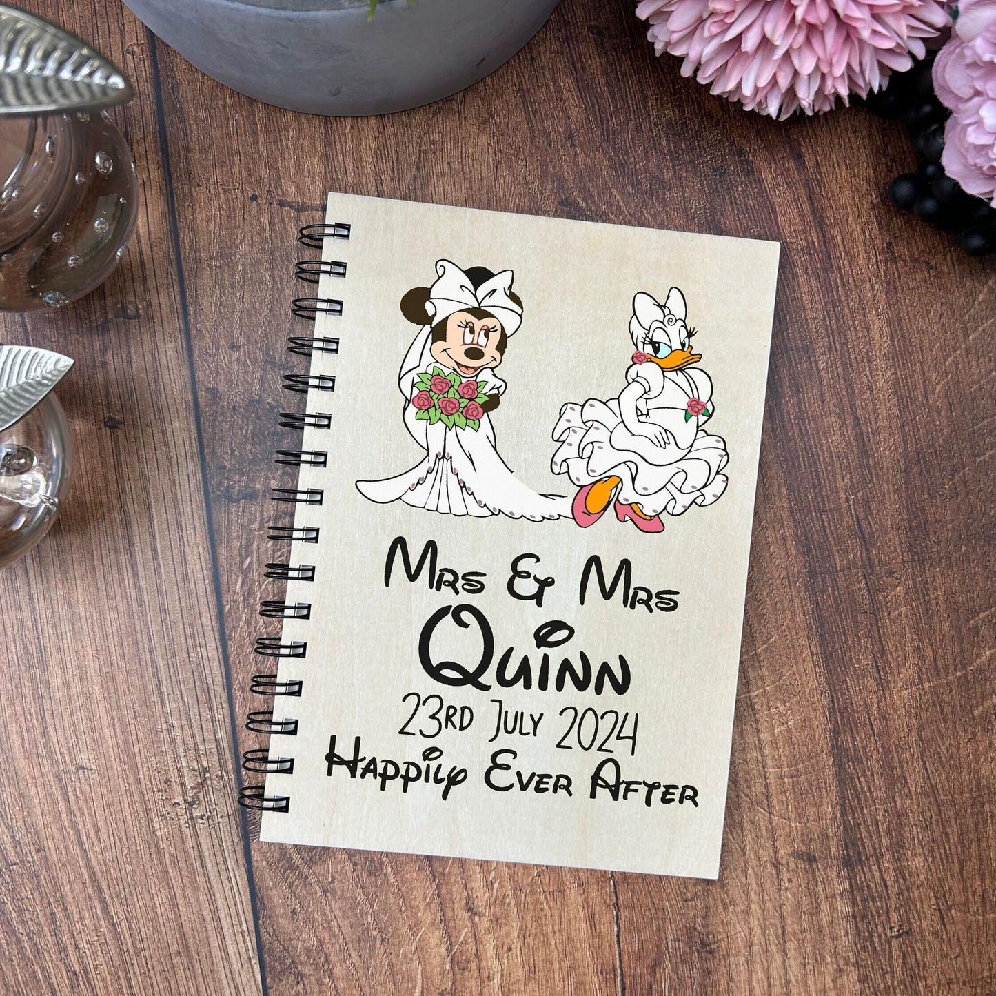 Minnie Mouse Daisy Duck Mrs & Mrs Disney - Personalised Wedding Guest Book