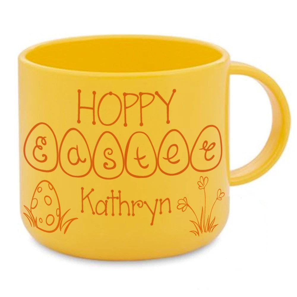 Hoppy Easter 6oz Polymer Toddler Unbreakable Mug Personalised Colourful Egg