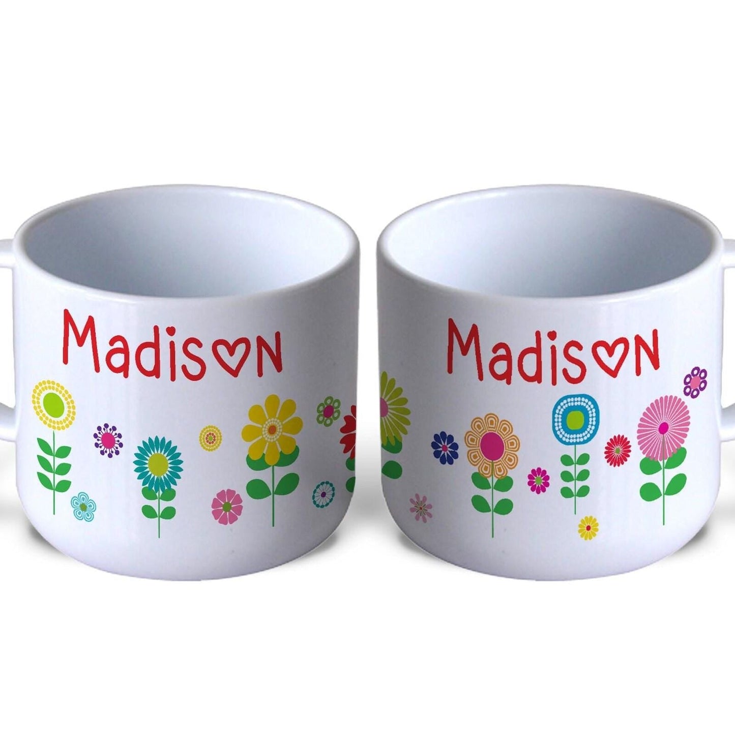 Flowers Colourful Mod First Birthday Children's Personalised Mug Unbreakable Kids Toddler Child Safe