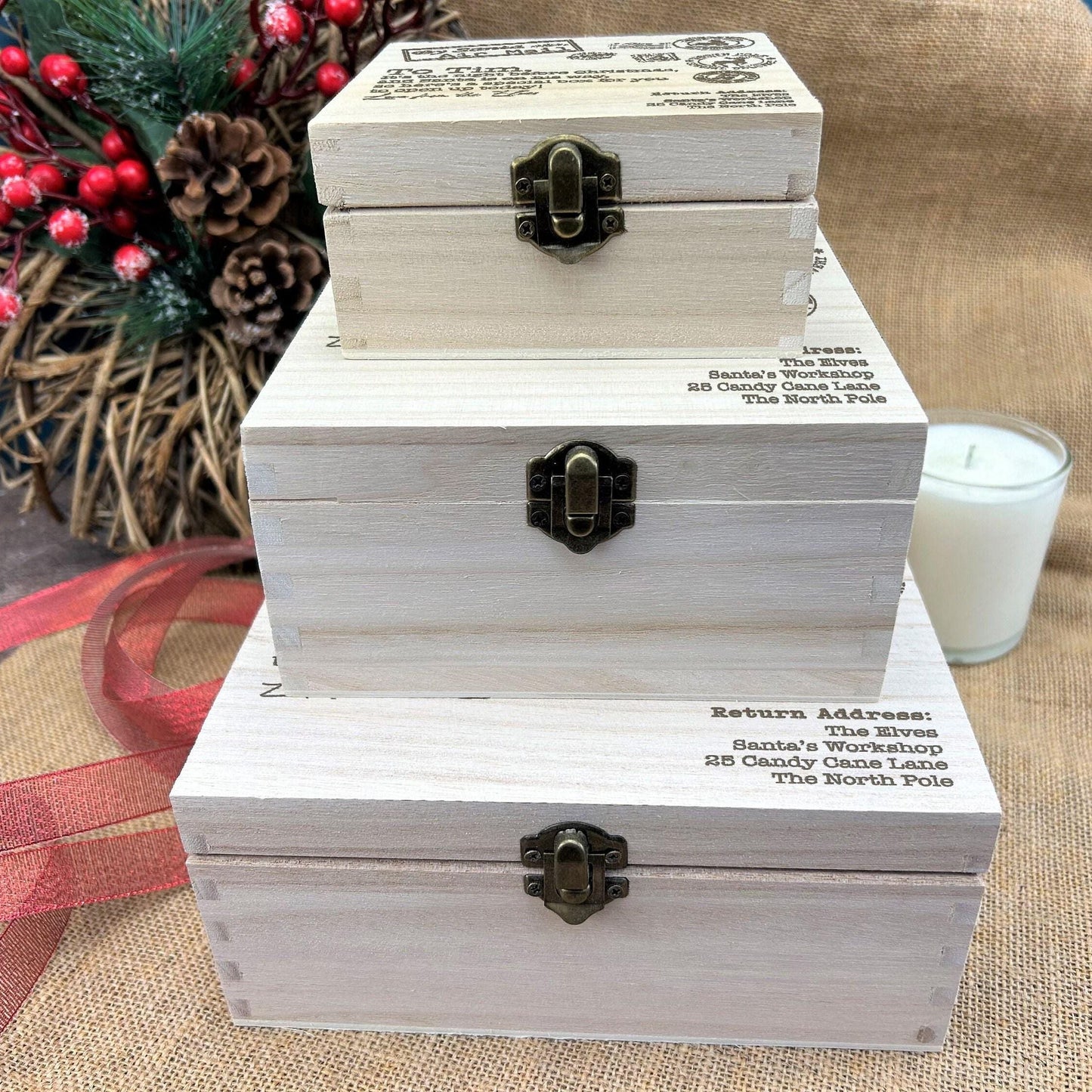 Letter From Santa and Elves Wooden Personalised Christmas Eve Box