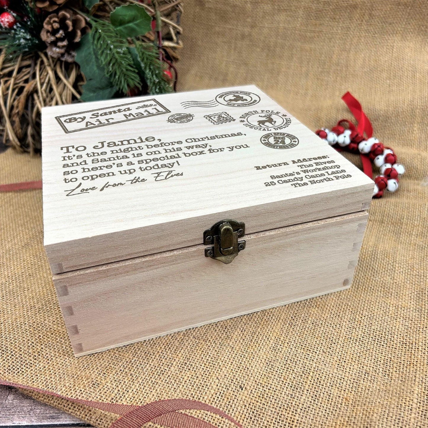 Letter From Santa and Elves Wooden Personalised Christmas Eve Box