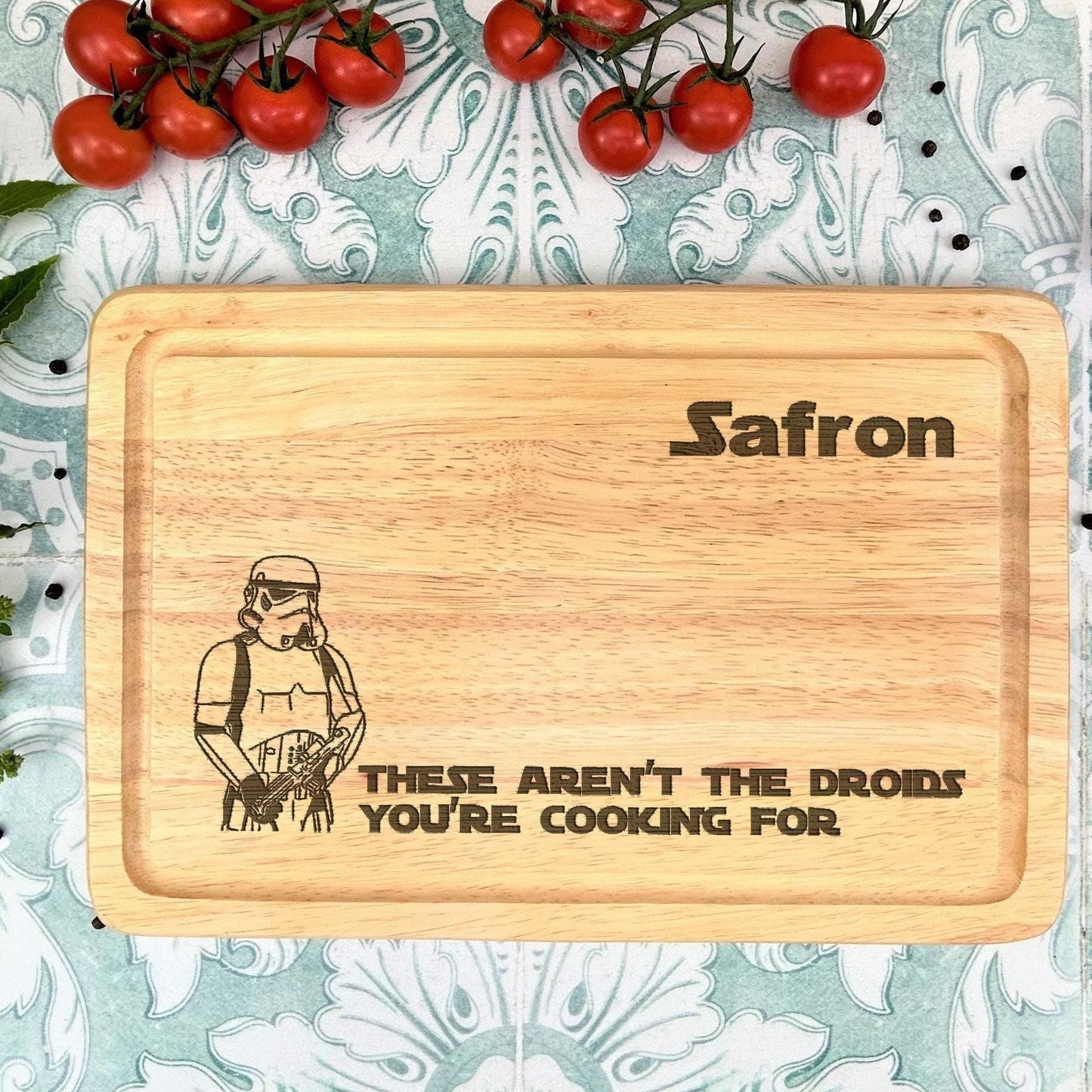 Stormtrooper - Not The Droids You're Cooking For - Star Wars Chopping Board Personalised Gift