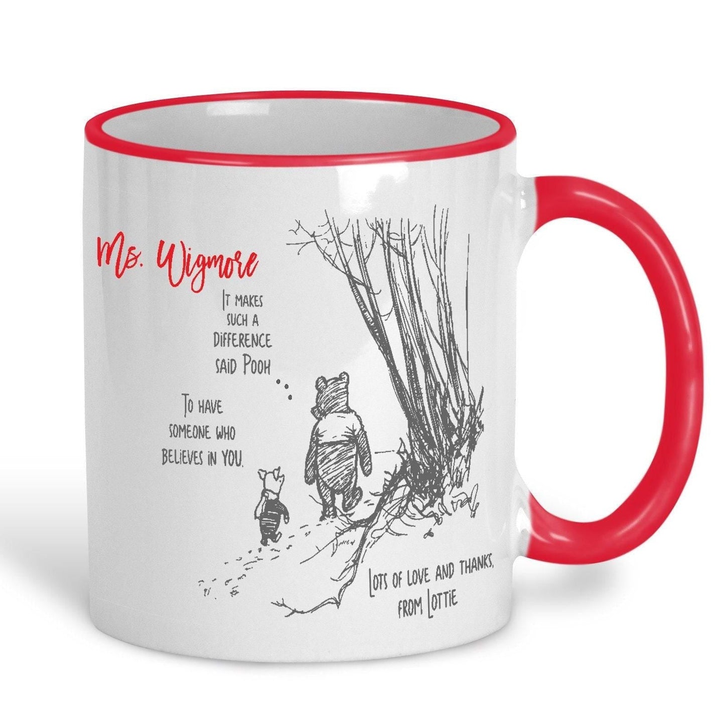 Pooh Bear & Piglet It Makes Such A Difference Disney Teacher Personalised Mug