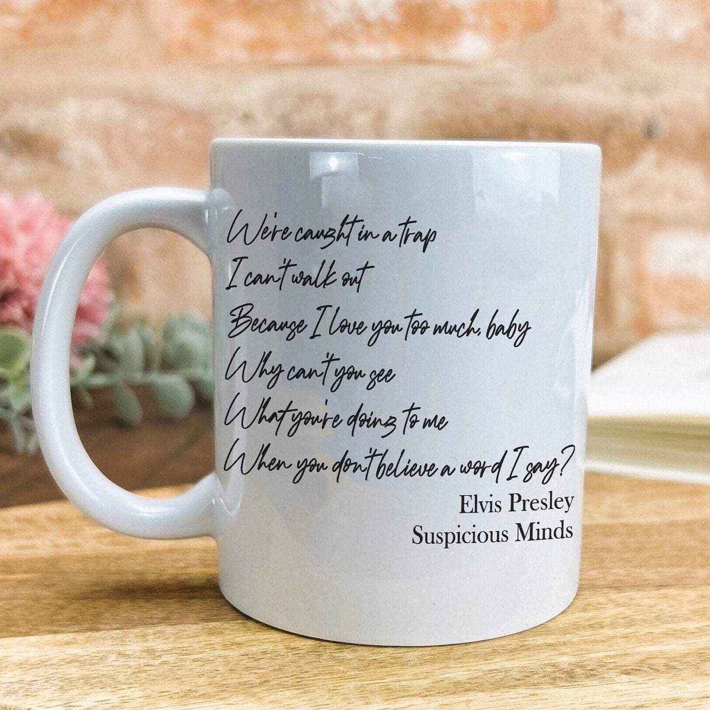 Elvis Presley Suspicious Minds Music Lyrics Personalised Ceramic Mug