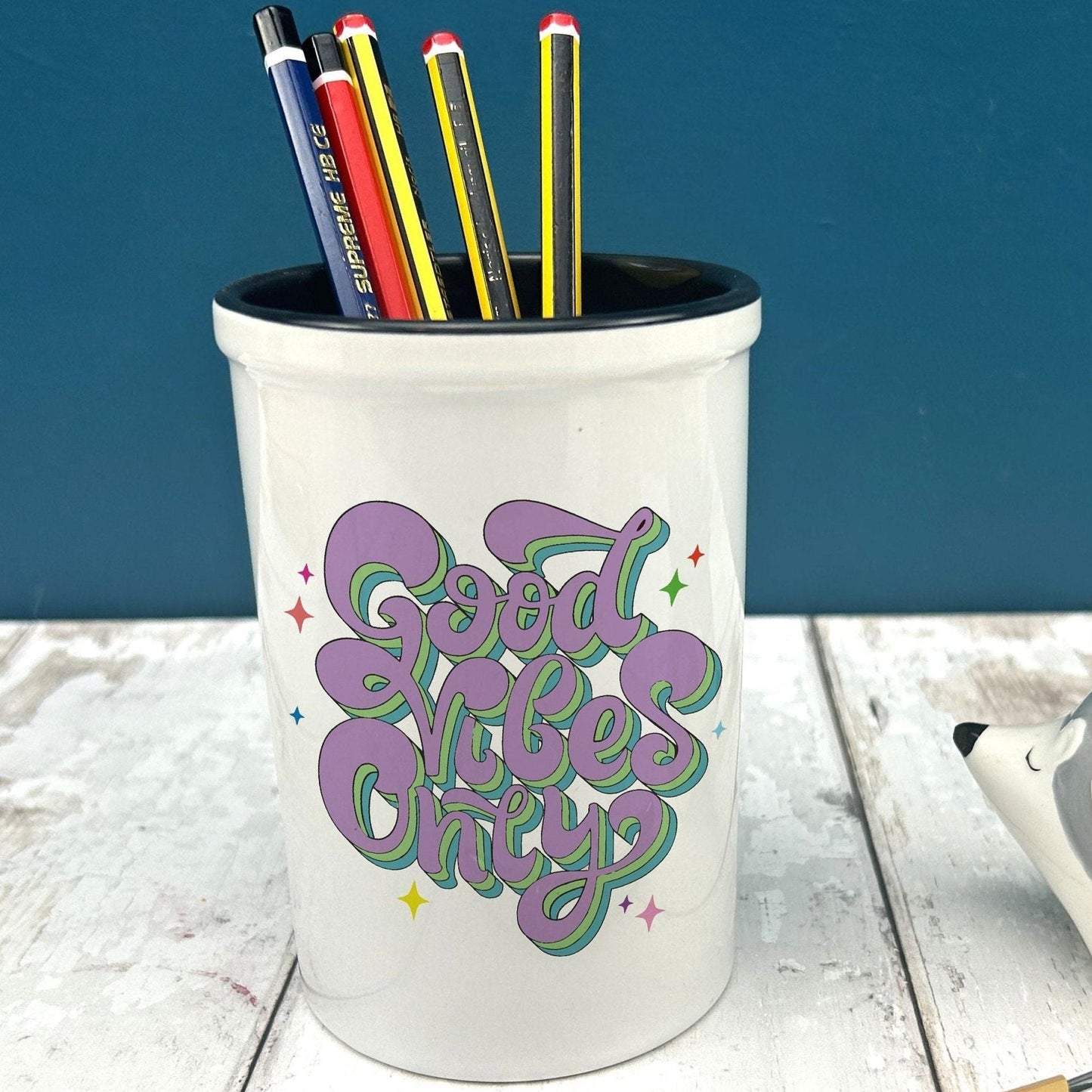 Good Vibes Only Positivity Pencil Pen Pot Stationary Gift