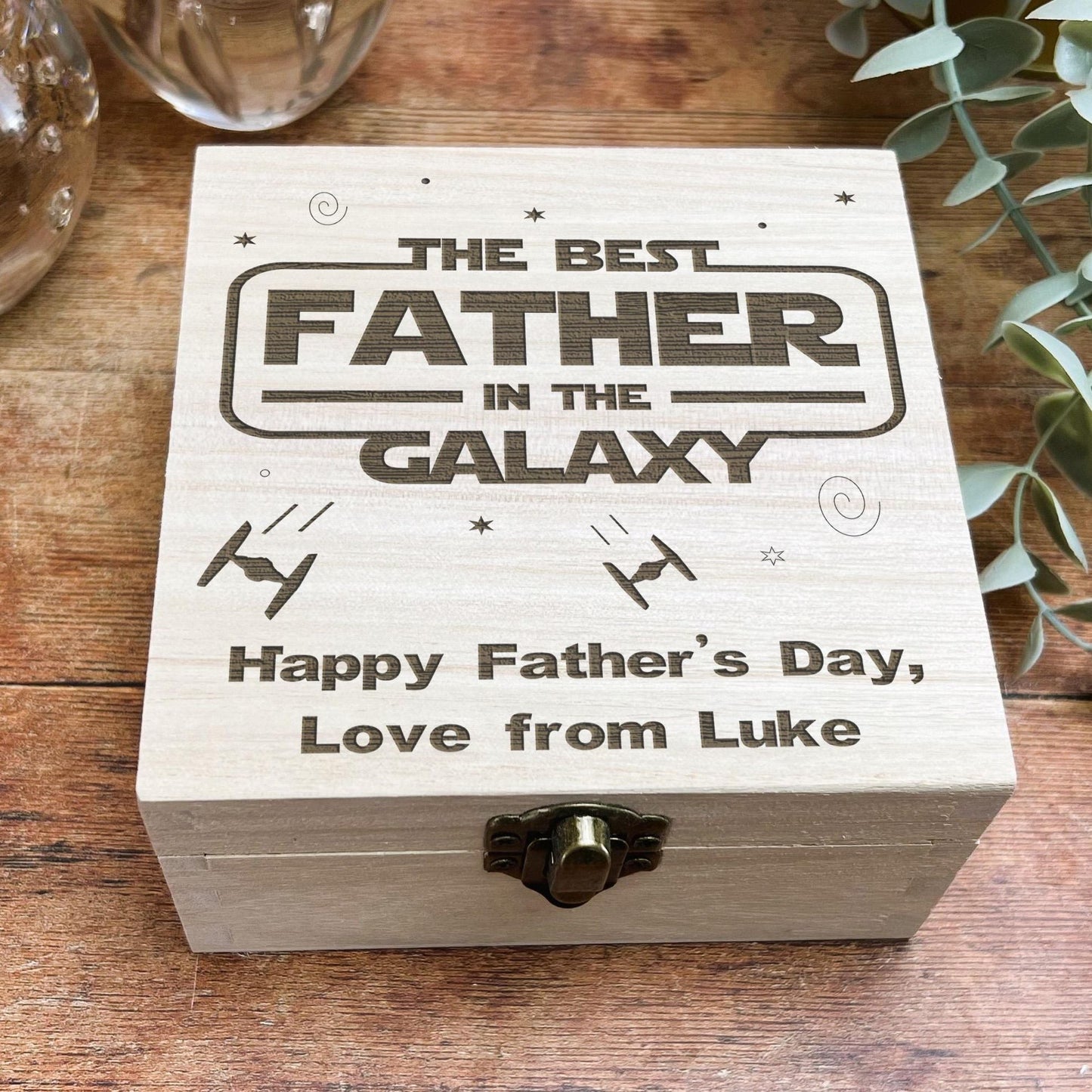 a wooden box with a message on it