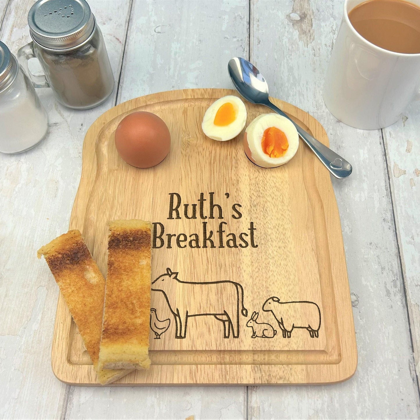 Farm Animals Egg & Soldiers Breakfast Board - Personalised Dippy Eggs Gift