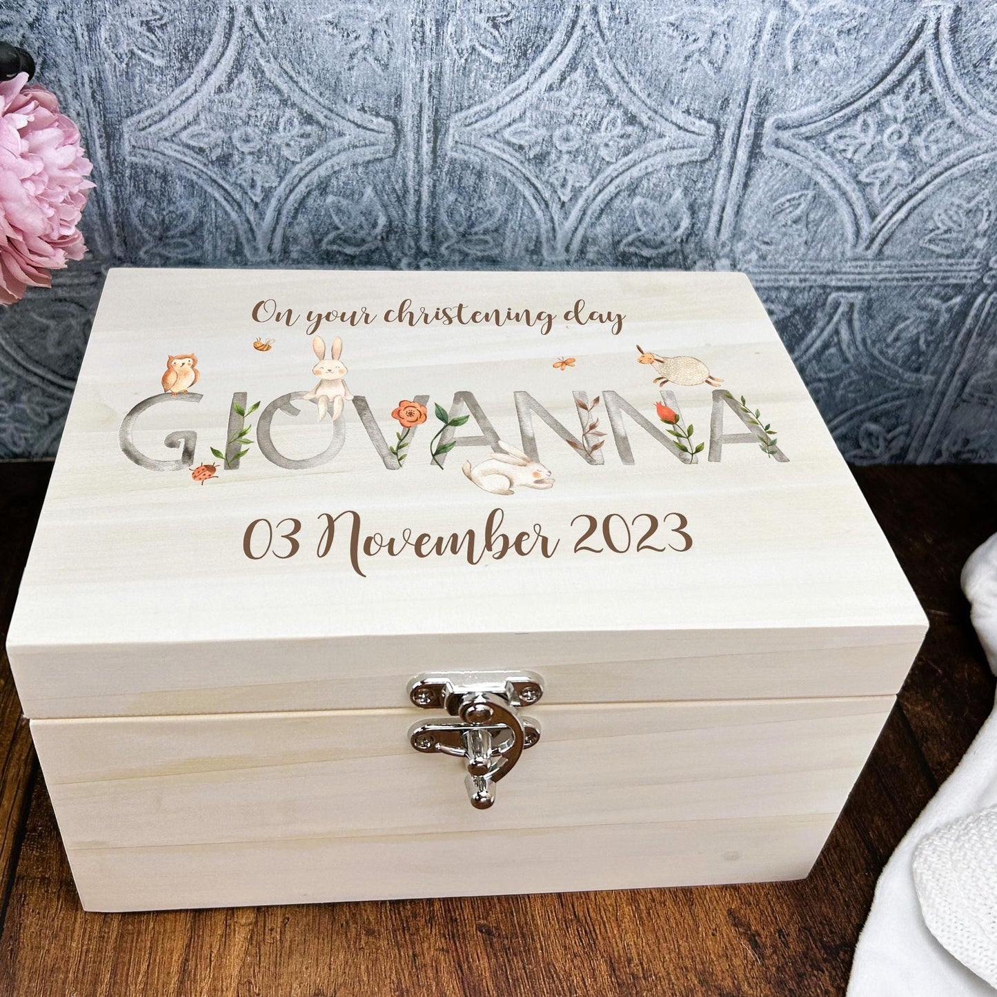 Christening / New Baby Luxury Wooden Memory Box Gift