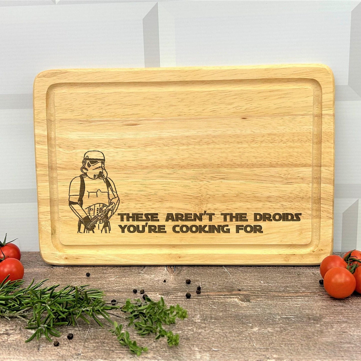 Stormtrooper - Not The Droids You're Cooking For - Star Wars Chopping Board Personalised Gift