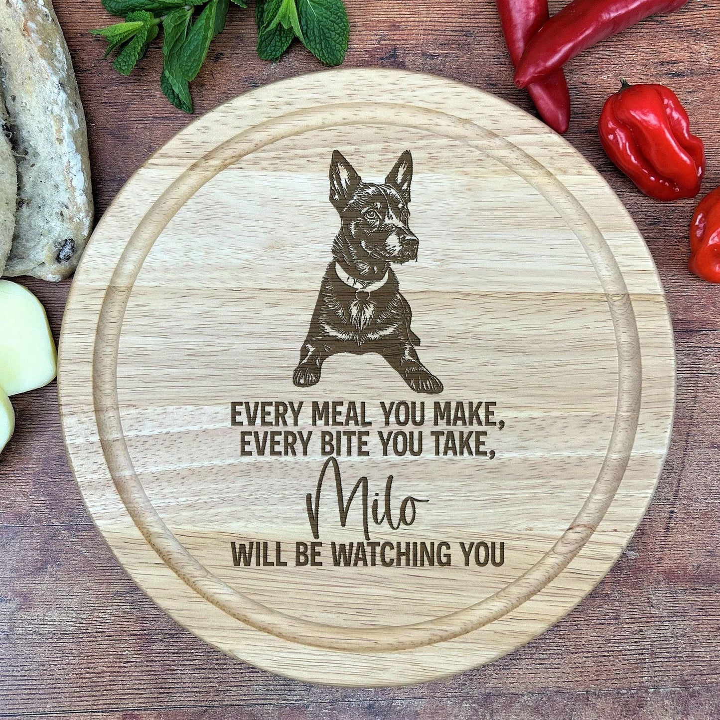 Manchester Terrier Dog - Personalised Chopping Board