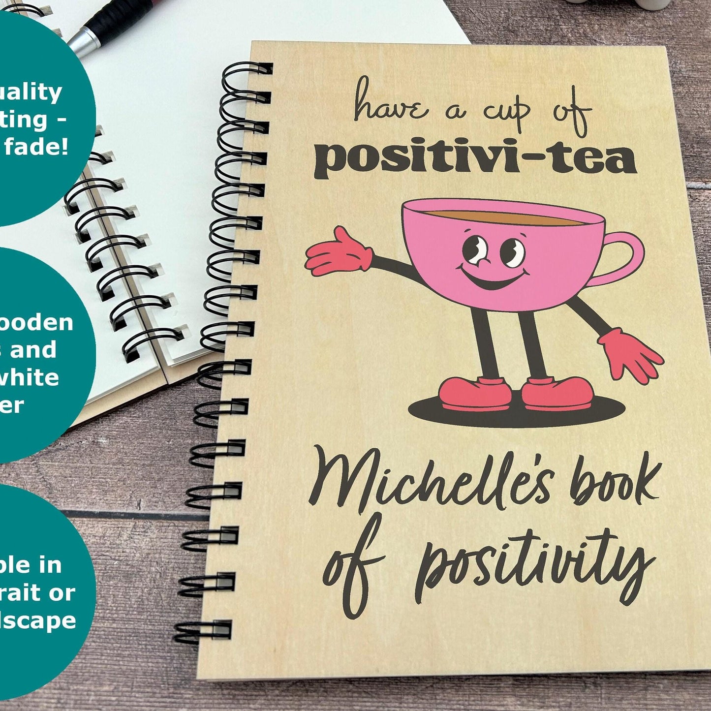 Cup of Positivi-tea - Personalised Book of Positivity - Gratitude Journal