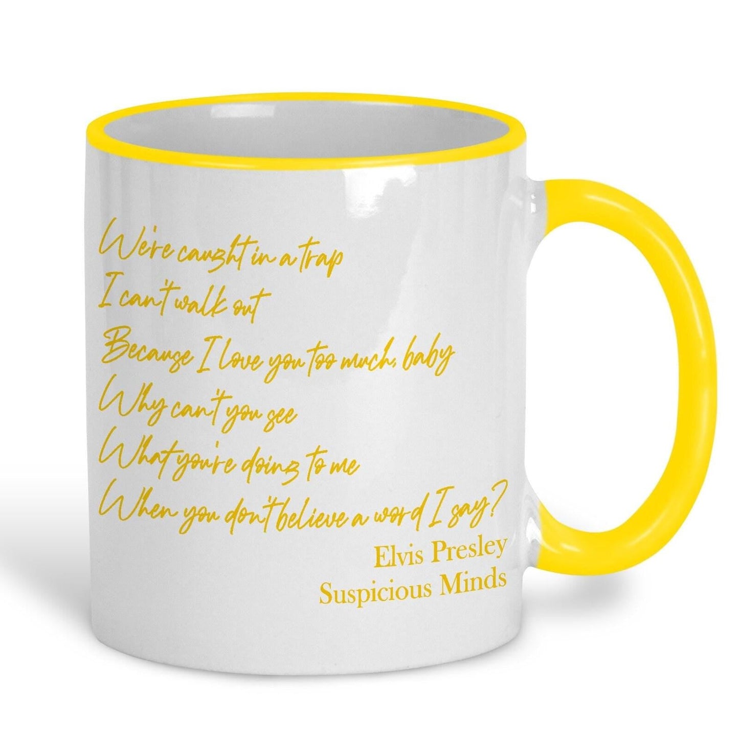 Elvis Presley Suspicious Minds Music Lyrics Personalised Ceramic Mug