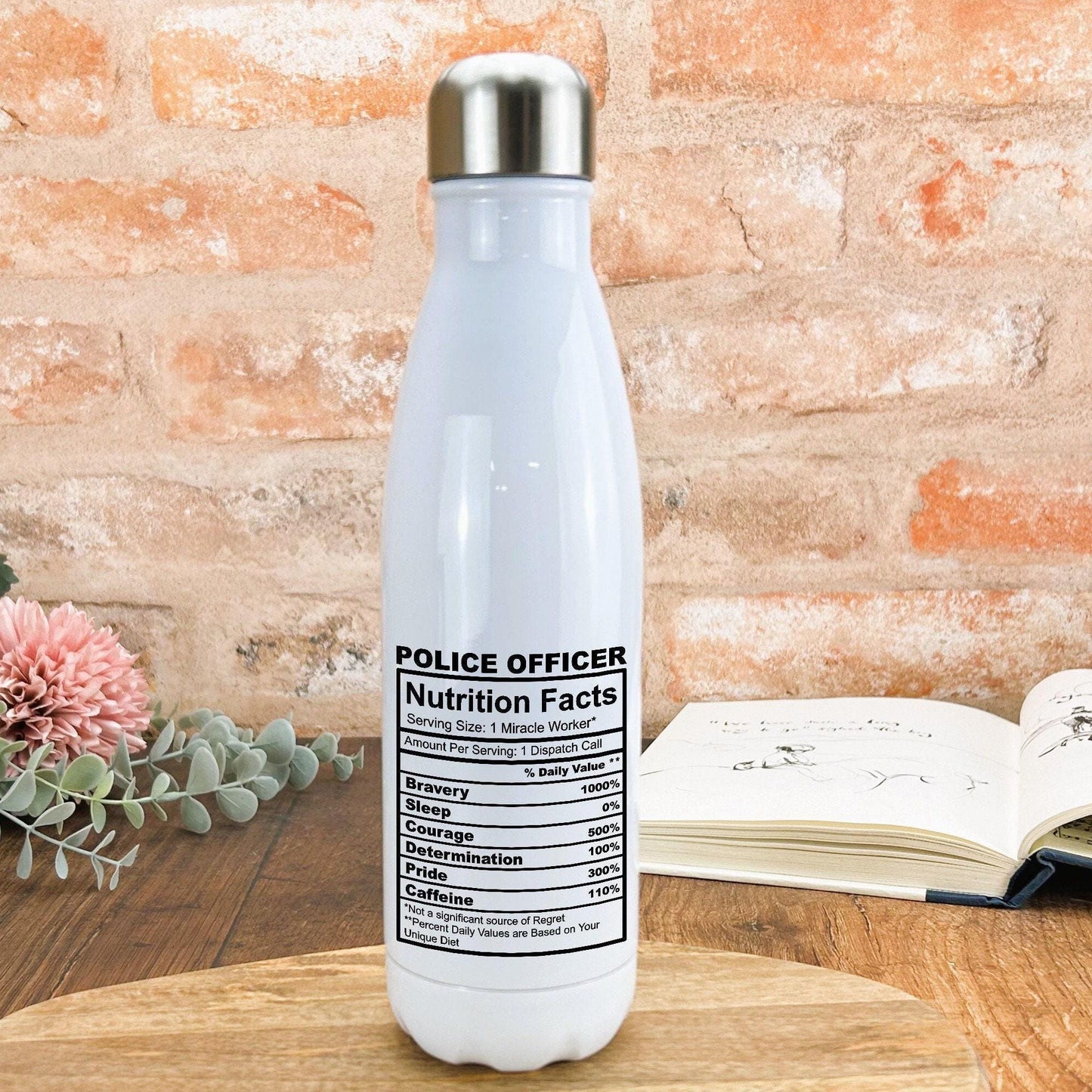 Police Officer Nutrition Facts Personalised Water Bottle Gift