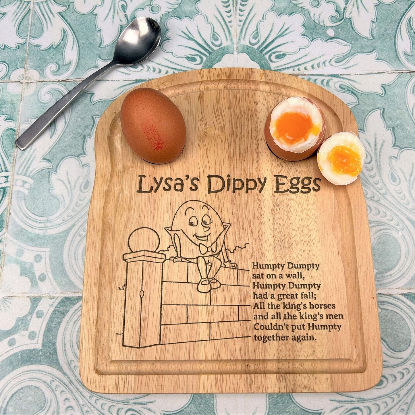 Humpty Dumpty Nursery Rhyme Egg & Soldiers Breakfast Board - Personalised Gift