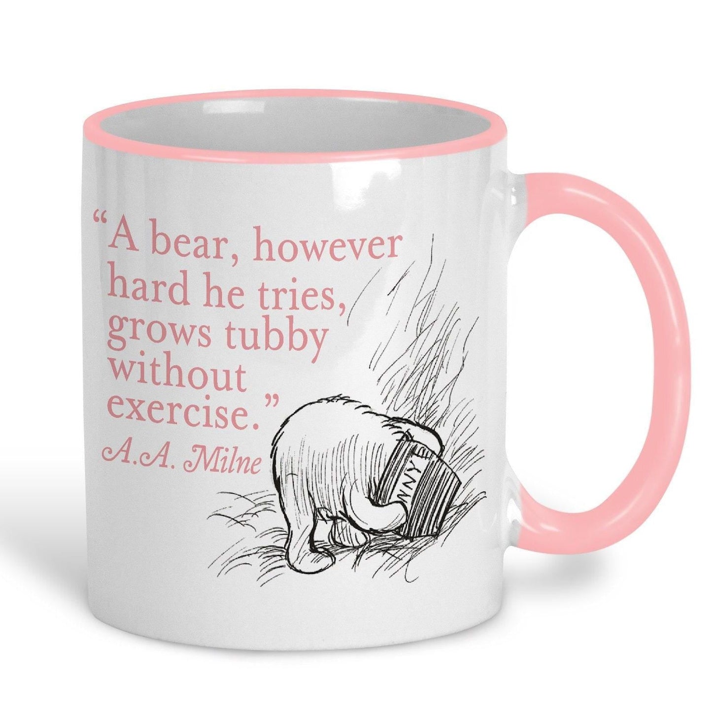 A.A. Milne Winnie the Pooh Bear Book Quote "A bear grows tubby without exercise" Classic Literature Mug