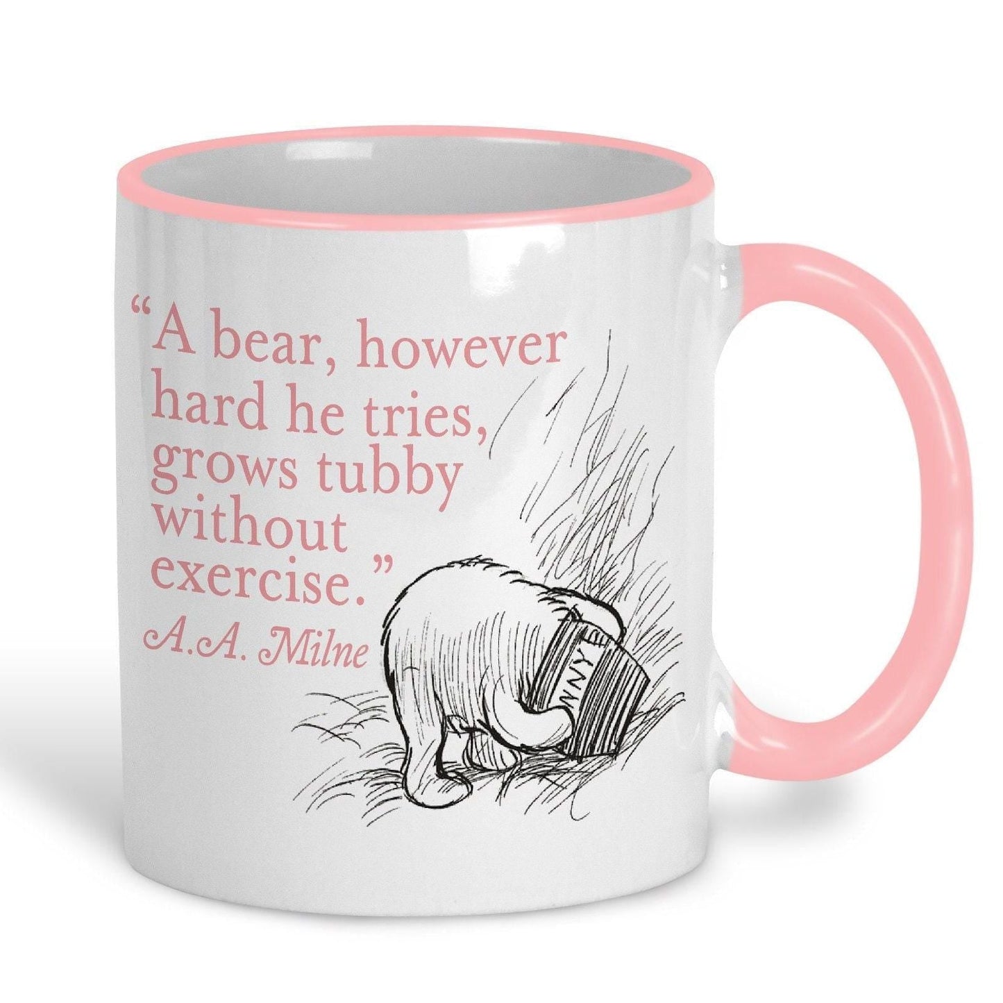 A.A. Milne Winnie the Pooh Bear Book Quote "A bear grows tubby without exercise" Classic Literature Mug
