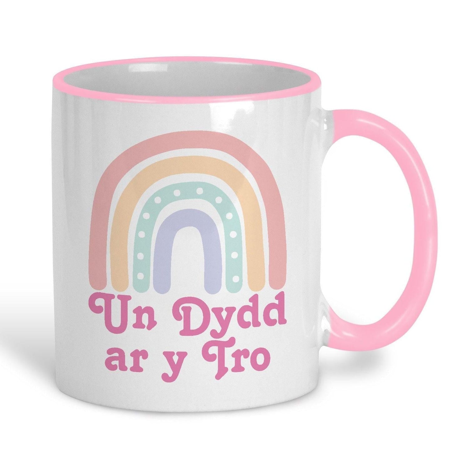 Un Dydd ar y Tro One Day At A Time - Welsh Language Dialect - Personalised Ceramic Mug.