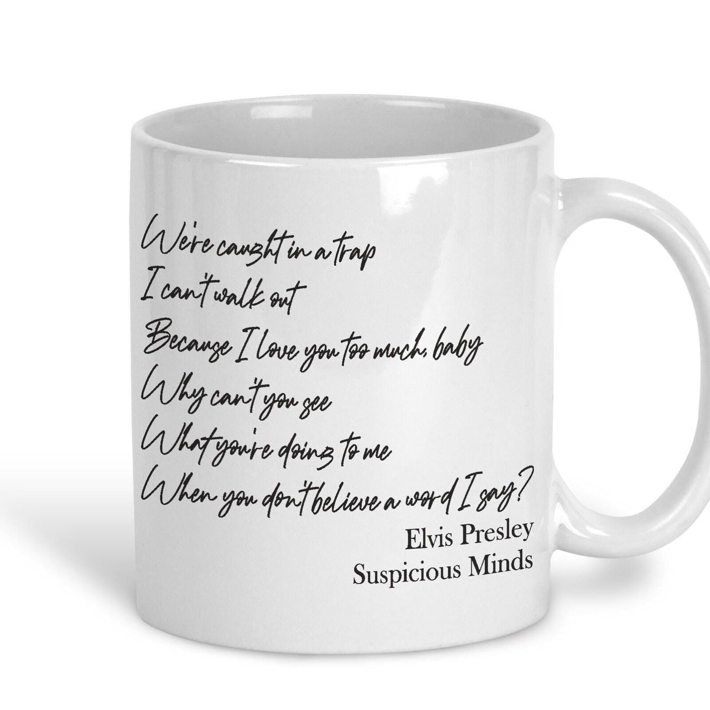Elvis Presley Suspicious Minds Music Lyrics Personalised Ceramic Mug