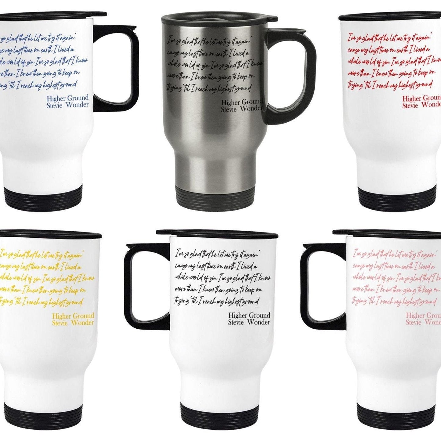 Stevie Wonder Higher Ground Music Lyrics Travel Mug Personalised Gift