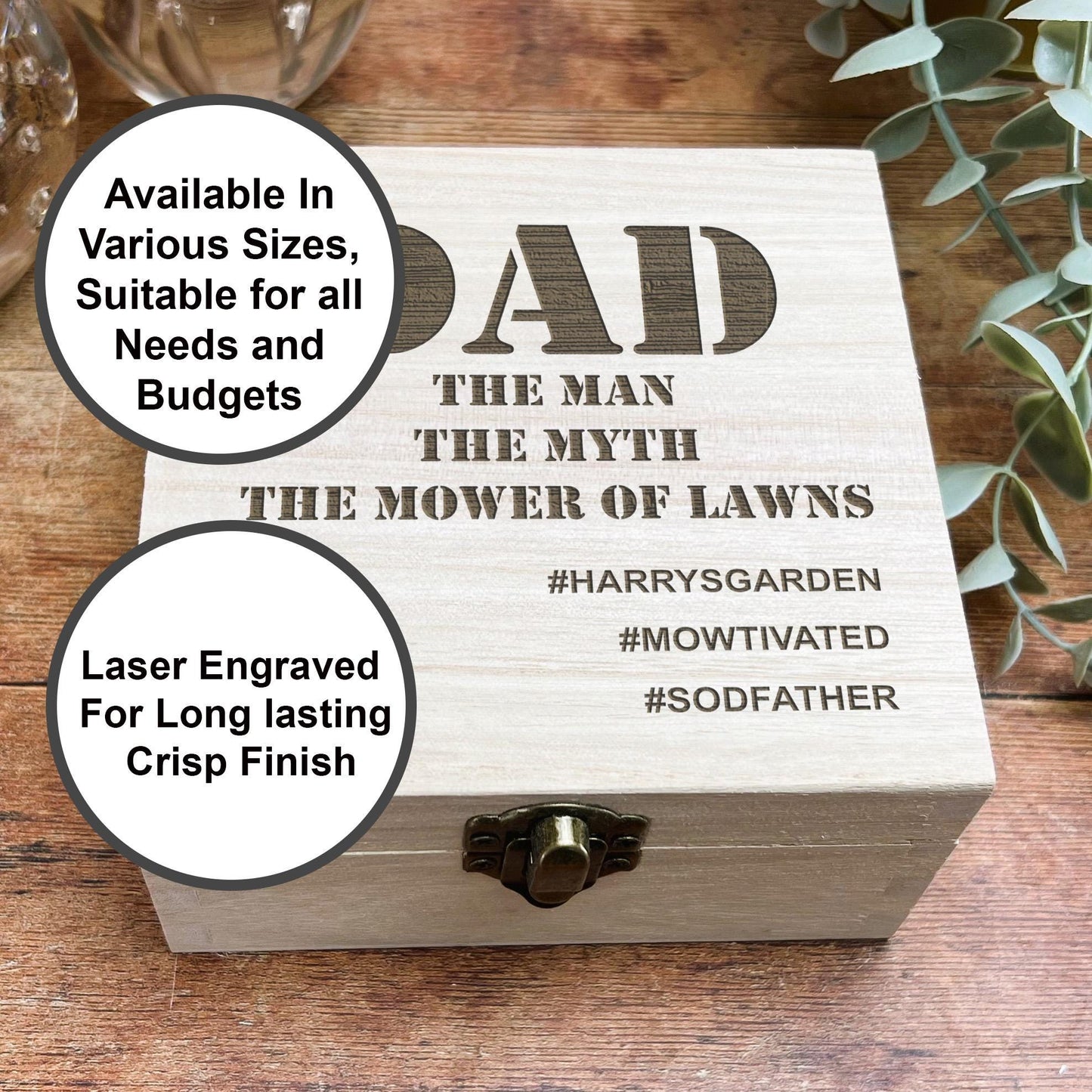 a wooden box with the words dad on it