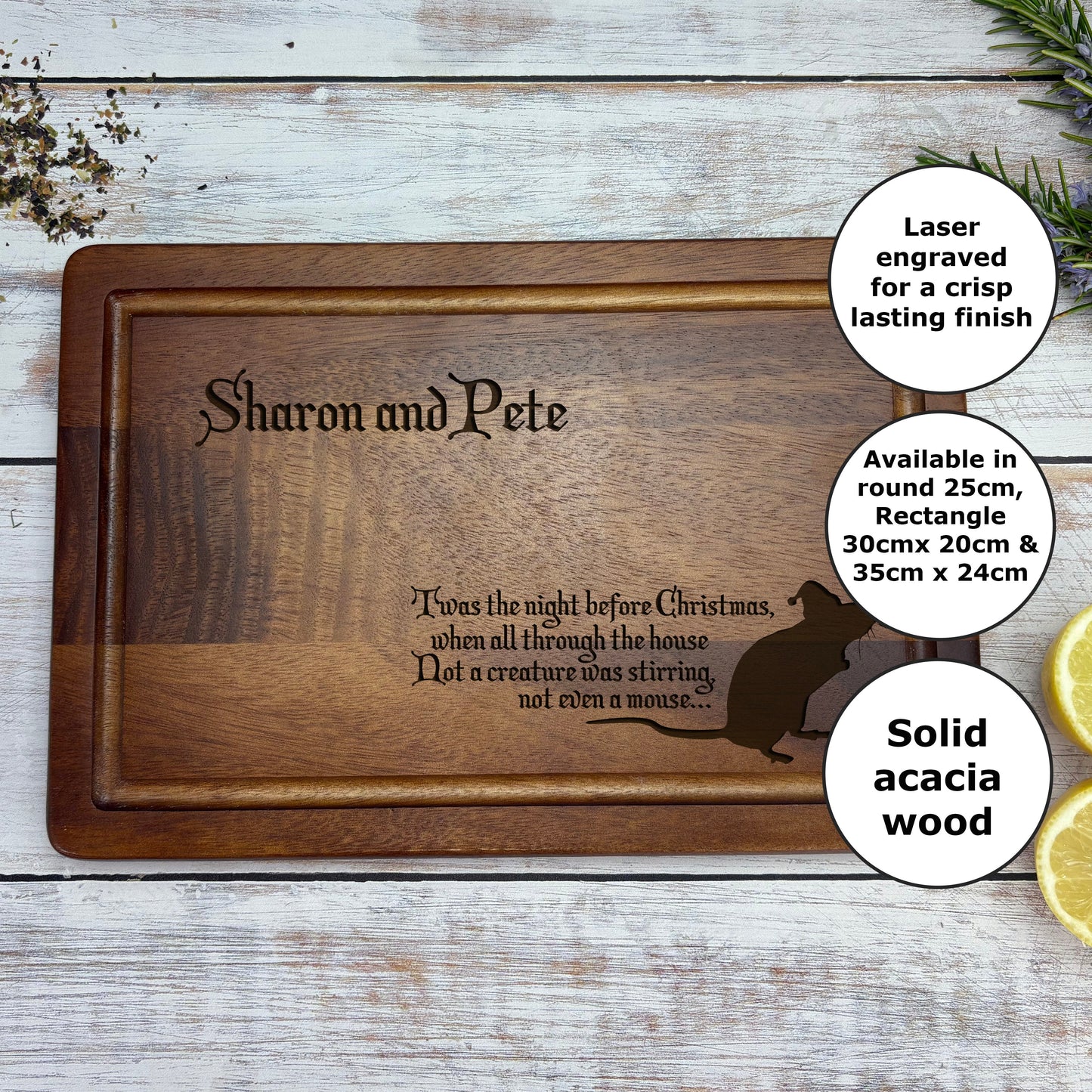 Night Before Christmas Mouse Chopping Board Personalised Gift