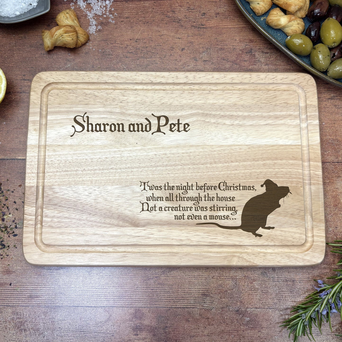 Night Before Christmas Mouse Chopping Board Personalised Gift