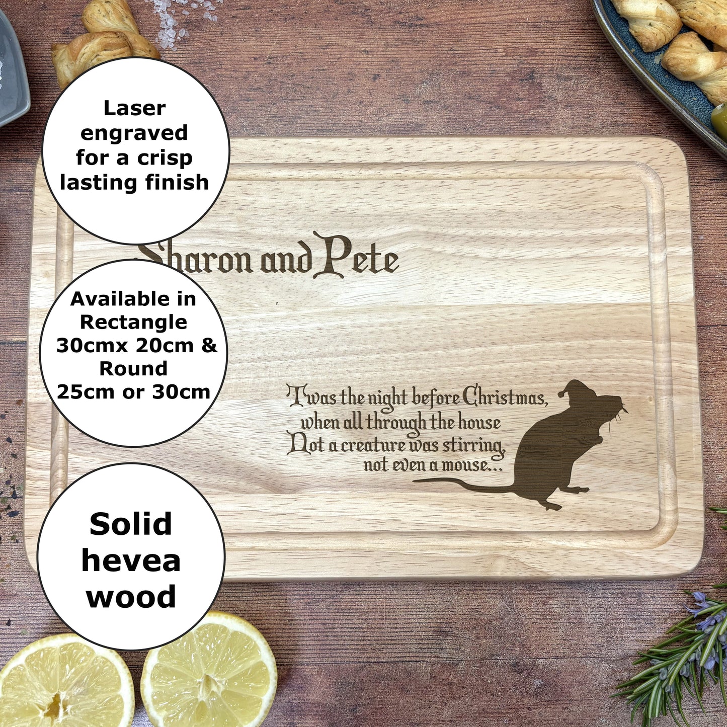 Night Before Christmas Mouse Chopping Board Personalised Gift